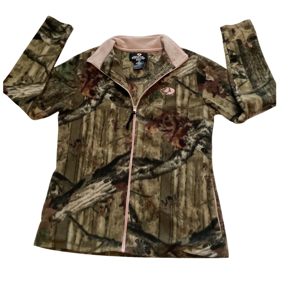 Mossy Oak Break Up Infinity Camo Fleece Jacket Pink Trim Womens M